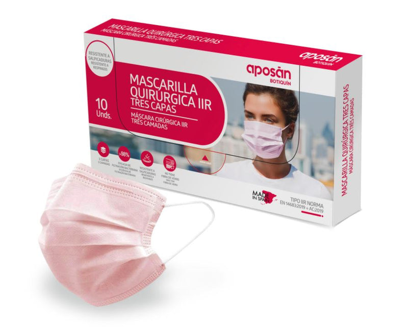 Mascarilla Quirúrgica Rosa Solidaria de Aposan (Caja de 10 unidades)-comprar barato-Farmacia Avenida de America